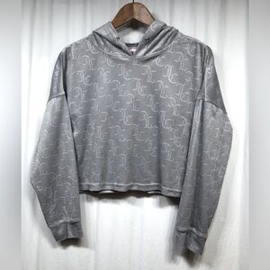 Juicy Couture Sleepwear Logo Embellished Gray Velour Hoodie Size Large